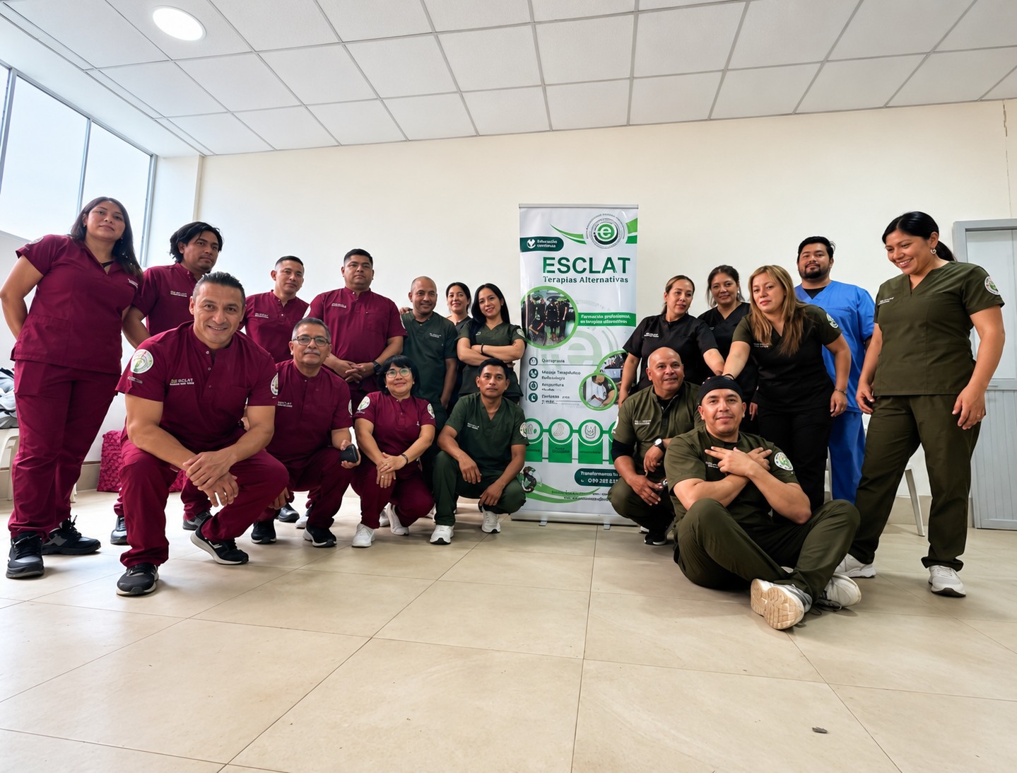 Equipo de estudiantes e instructores de ESCLAT reunidos en una jornada formativa